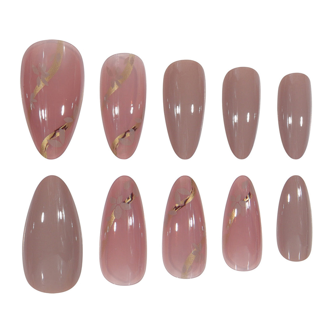 Elegant Floral Accented Stiletto Press-On Nails Bowlift