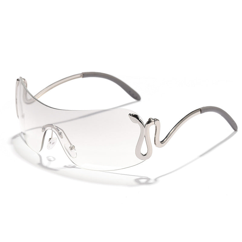 Women's fashionable futuristic sunglasses with curved frame Bowlift