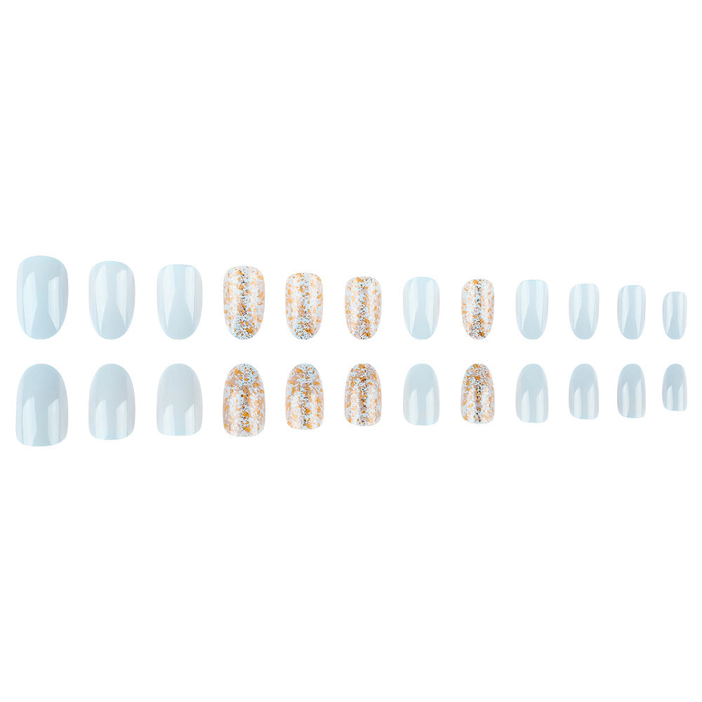 Elegant Press-On Nail Art Set with Glitter Accents Bowlift