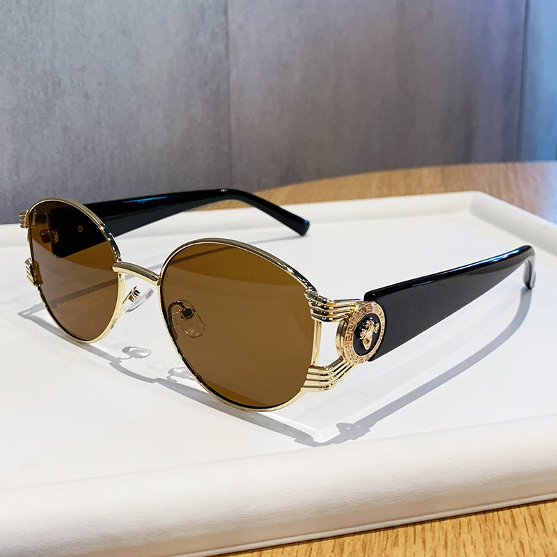 Ladies elegant sunglasses with luxurious metal frame and mirrored lenses Bowlift