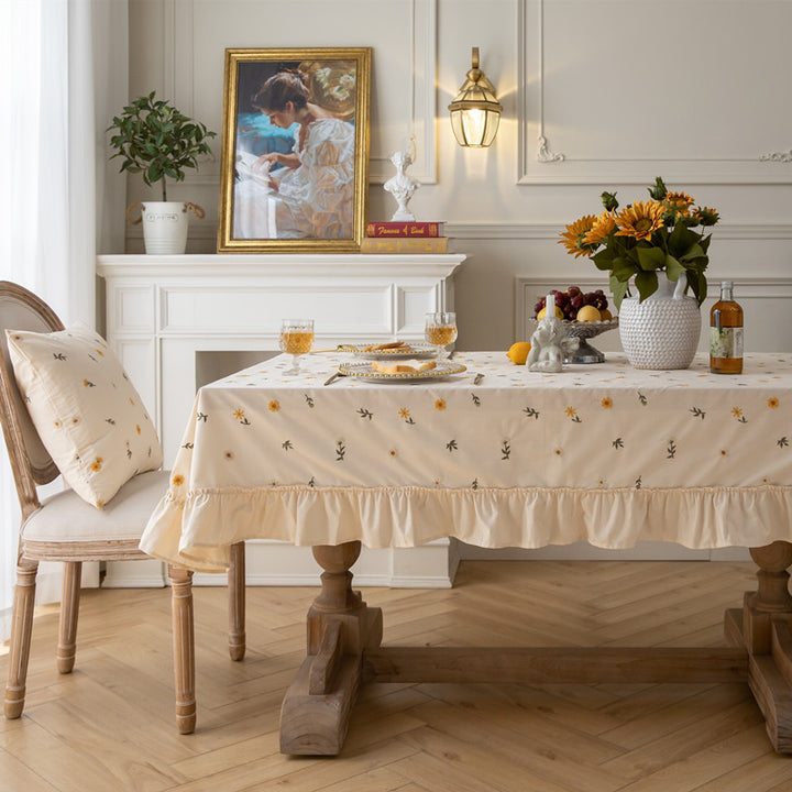 Floral Embroidered Table Cover
