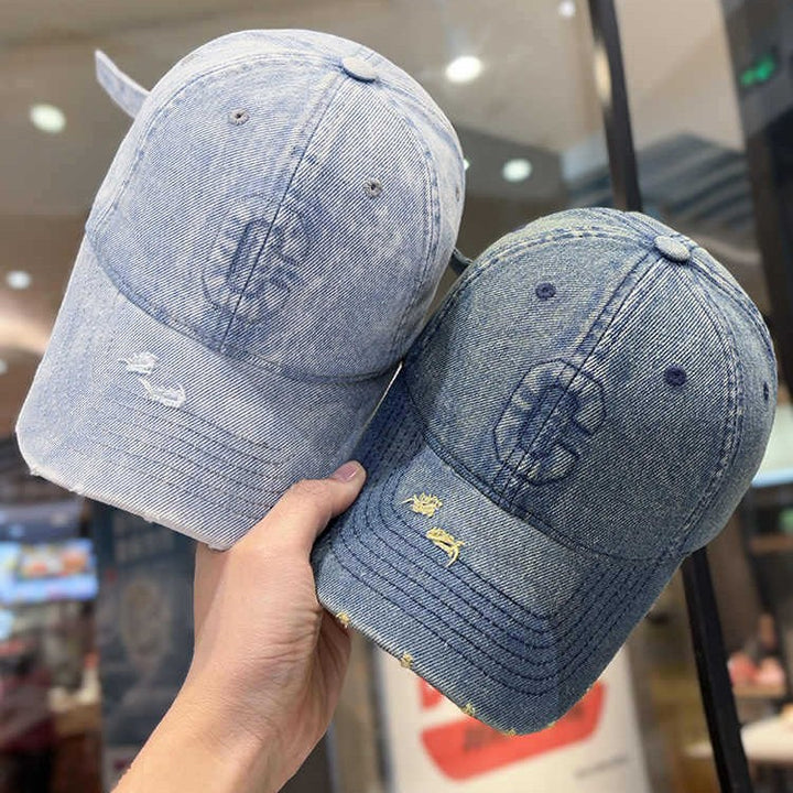 Men's Distressed Denim Baseball Cap Bowlift 1784188308