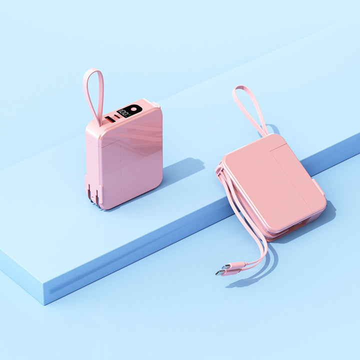 Portable power bank with retractable charging cable and digital display Bowlift