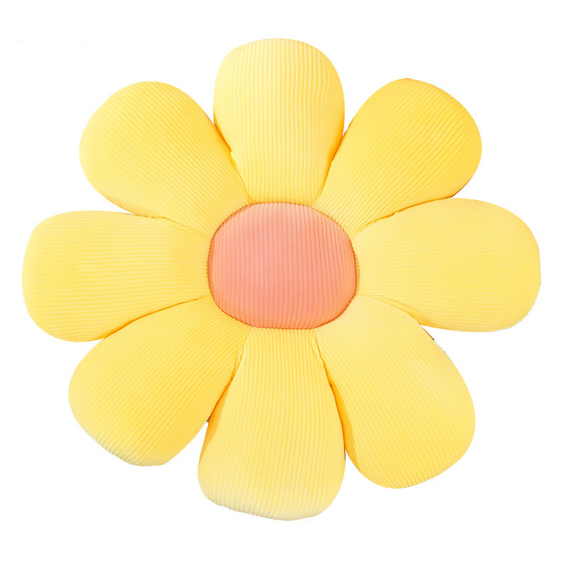 Plush Daisy Throw Pillow with Ribbed Velvet Petals Bowlift