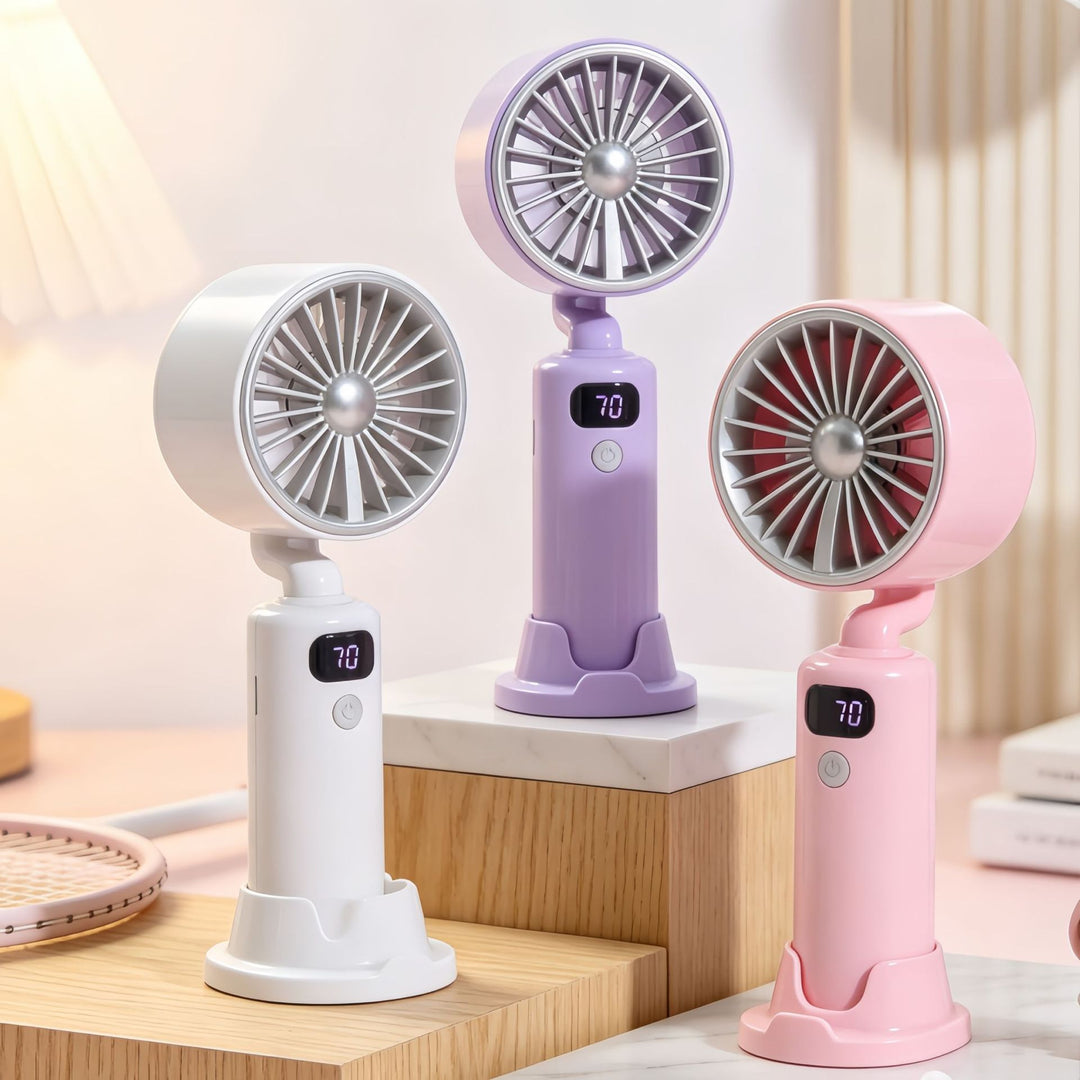Women portable USB table fan with digital speed display Bowlift