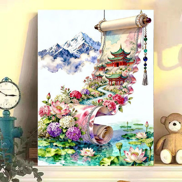 Elegant Chinese Landscape Scroll Art Print Bowlift