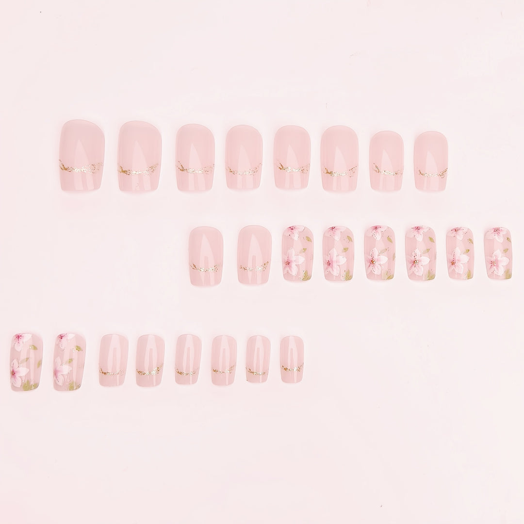 Floral Art Acrylic Nail Design Bowlift