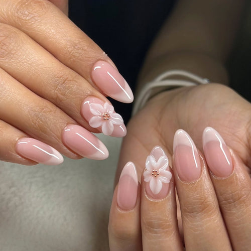 Artistic acrylic nails with elegant flower designs Bowlift