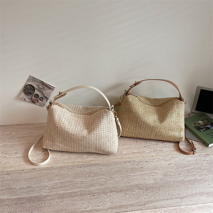 Elegant Straw Bag with Removable Shoulder Strap Bowlift
