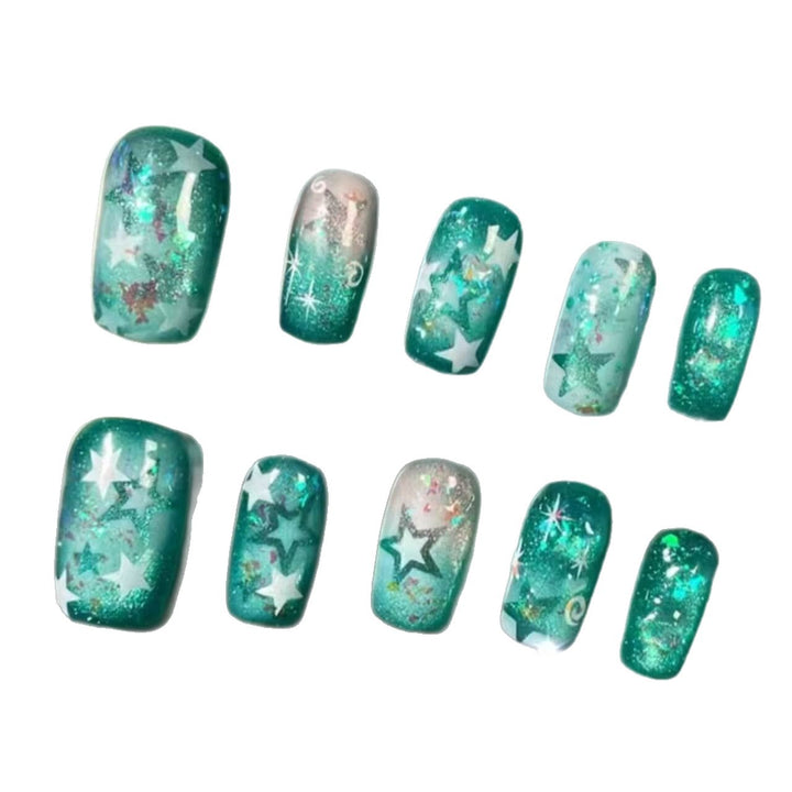 Glitter Star Press-On Nail Art Set Bowlift