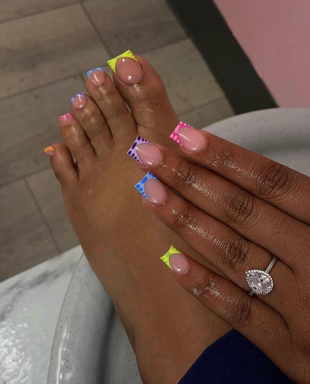 Vibrant Colorful Pedicure Nail Art Bowlift