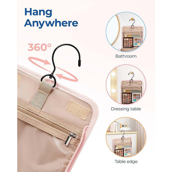 Cosmetic Organizer Bag with Removable Hook and Transparent Compartments Bowlift