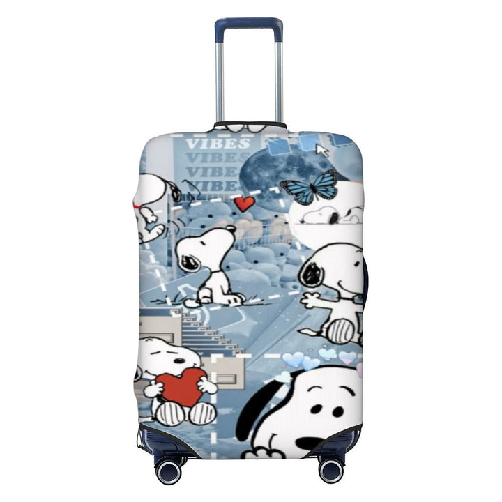 Unisex nano elastic suitcase cover with Snoopy comic motif, stretchy protective cover for trolley with four wheels Bowlift