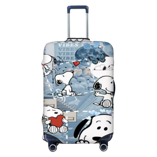 Unisex nano elastic suitcase cover with Snoopy comic motif, stretchy protective cover for trolley with four wheels Bowlift