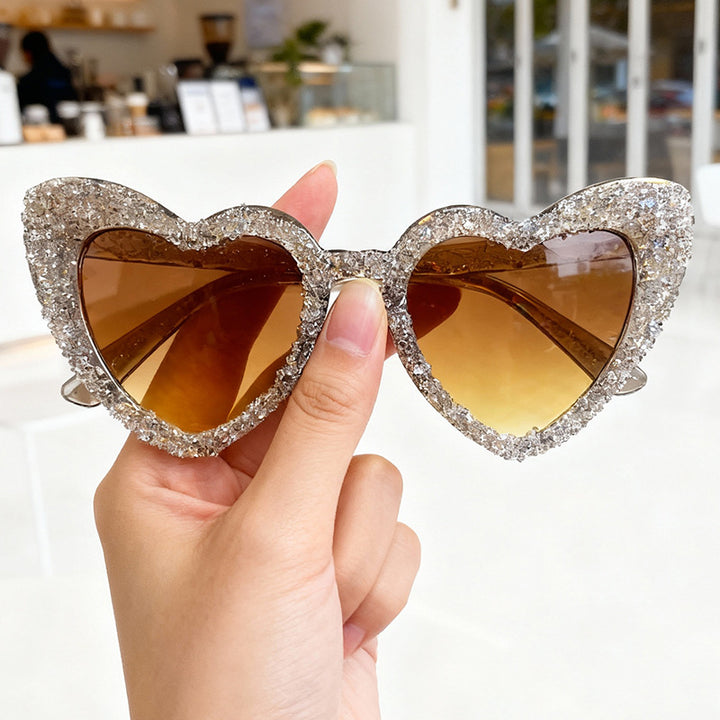 Sparkling Heart-Shaped Sunglasses Bowlift