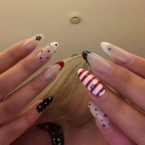 Artistic Stiletto Press-On Nail Set with Unique Patterns Bowlift
