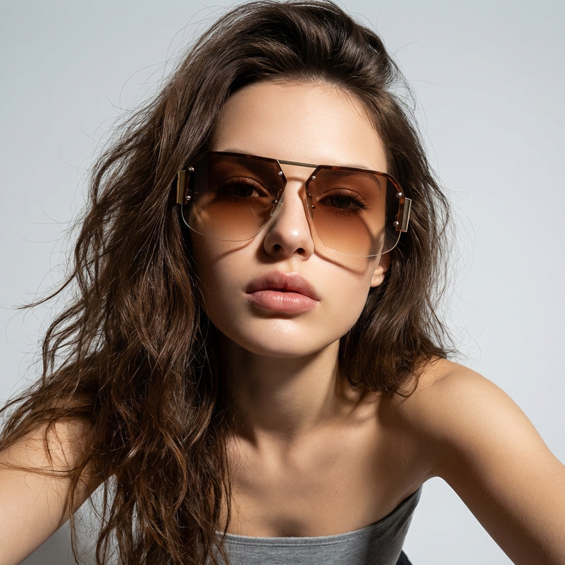 Women oversized sunglasses with distinctive frame and gentle gradient Bowlift