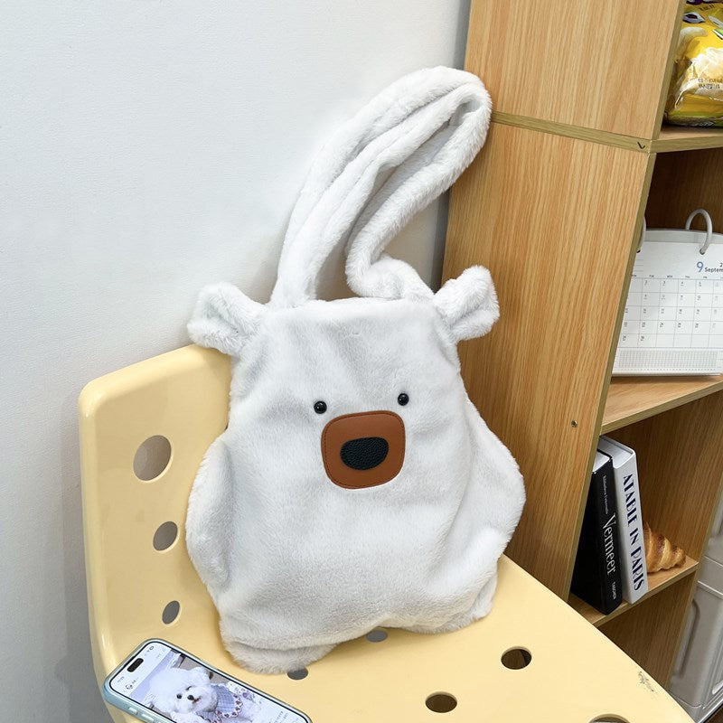 Plush Bear-Themed Tote Bag Bowlift