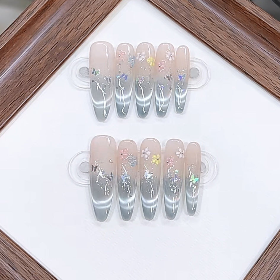 Artistic Floral Design Press-On Nail Set Bowlift