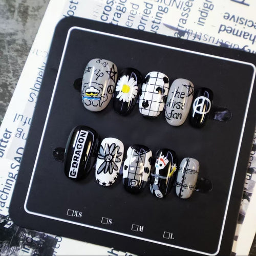 Artistic Press-On Nail Set Bowlift