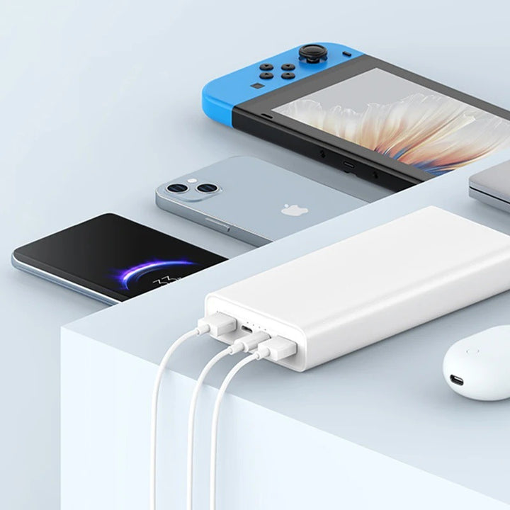 High-capacity twenty thousand mAh portable power bank with dual USB-A and USB-C fast charge ports Bowlift