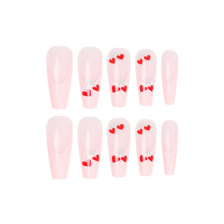 Artful long nails in cherry design Bowlift
