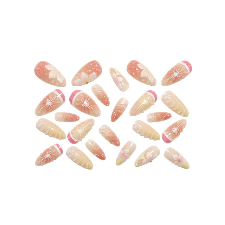 Artificial nails with 3D flower and fruit designs Bowlift