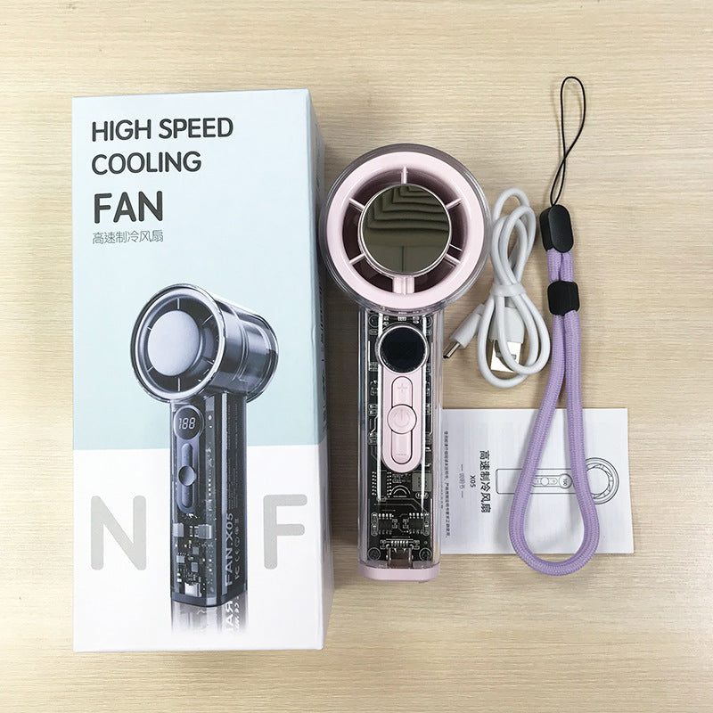 Cooling transparent handheld bladeless high-speed portable USB rechargeable fan Bowlift