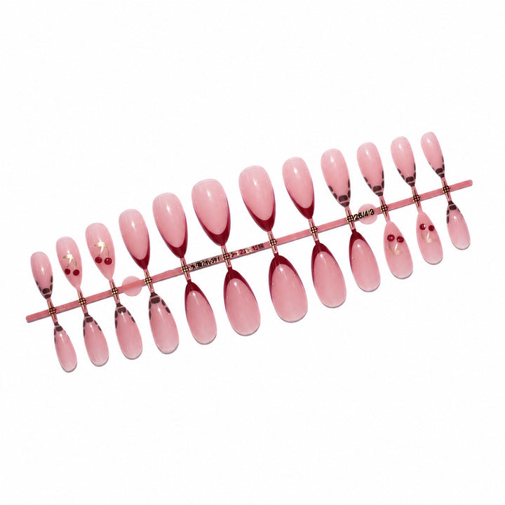 Elegant artificial nails with cherry design Bowlift
