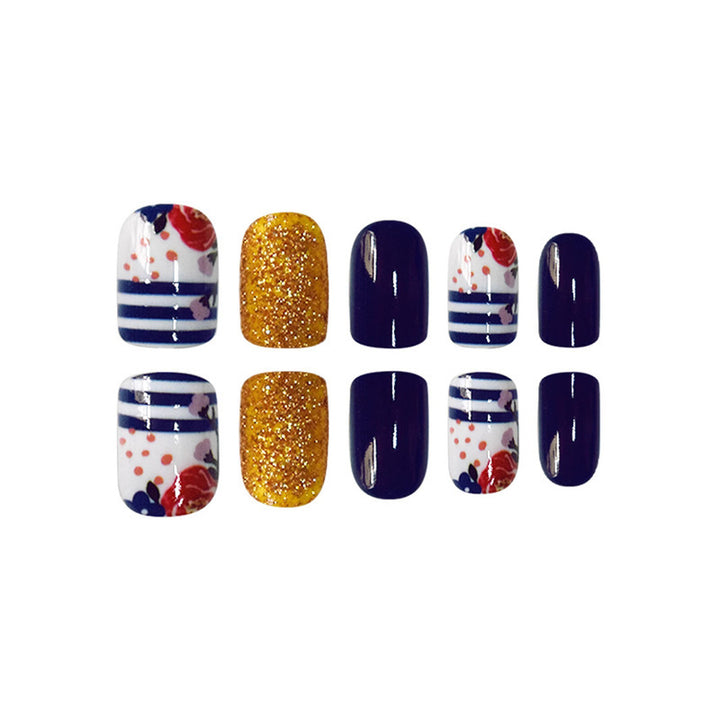 Decorative Floral Press-On Nail Set Bowlift 1787913909