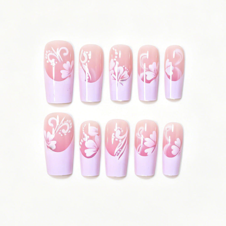 Floral Accent Press-On Nail Art Set Bowlift