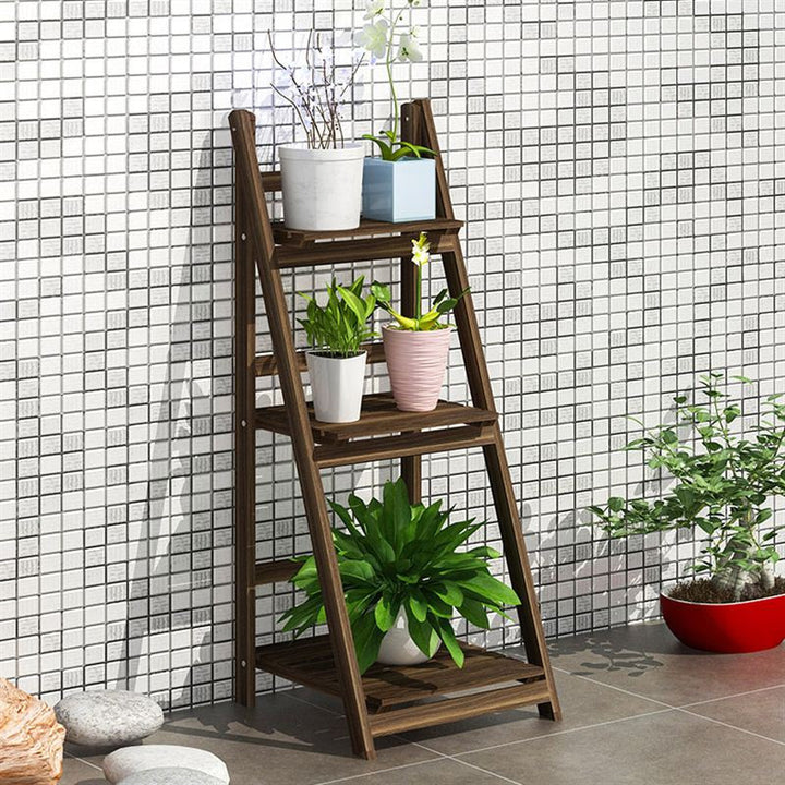 Multi-Tiered Wooden Ladder Shelf Bowlift