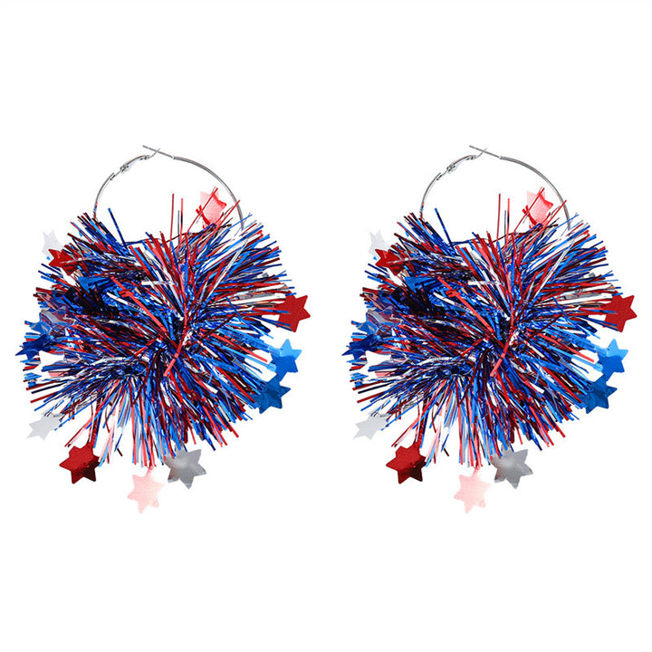 Unisex nan festive metallic tinsel pom pom hoop earrings Bowlift