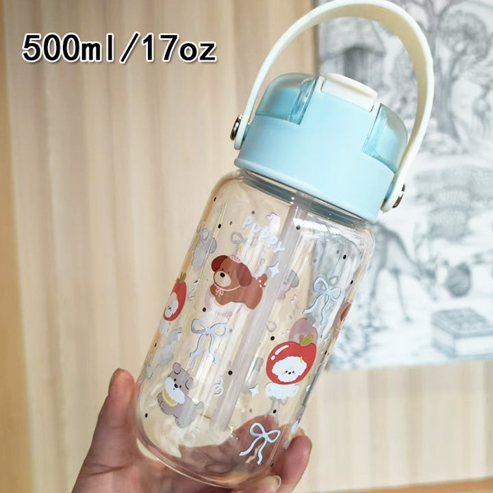 Ladies creative water bottle with integrated silicone carrying loop Bowlift