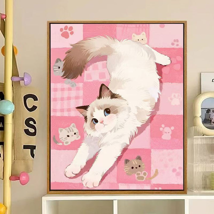 Cute Cat-Themed Decorative Canvas Art Bowlift