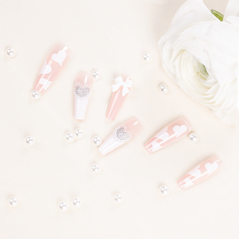 Artificial nail extensions with elegant floral design Bowlift
