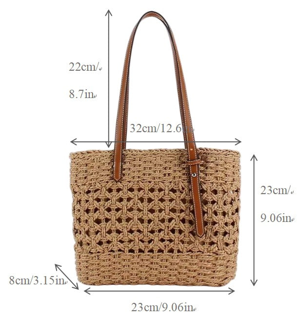 Handbag Made of Natural Macrame with Vegan Leather Handles Bowlift