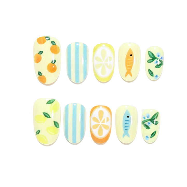 Whimsical Fruit and Fish-Themed Nail Art Set Bowlift