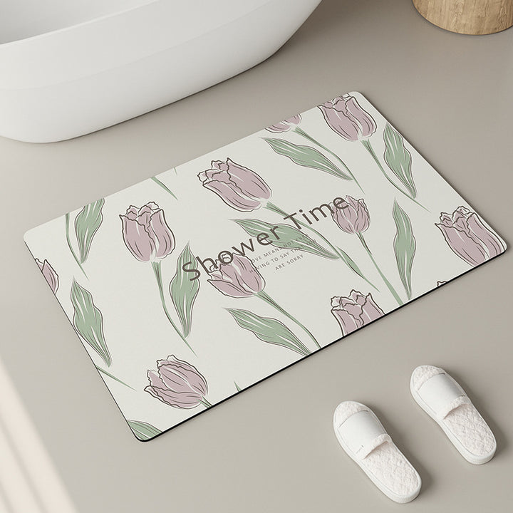 Floral Design Shower Mat Bowlift
