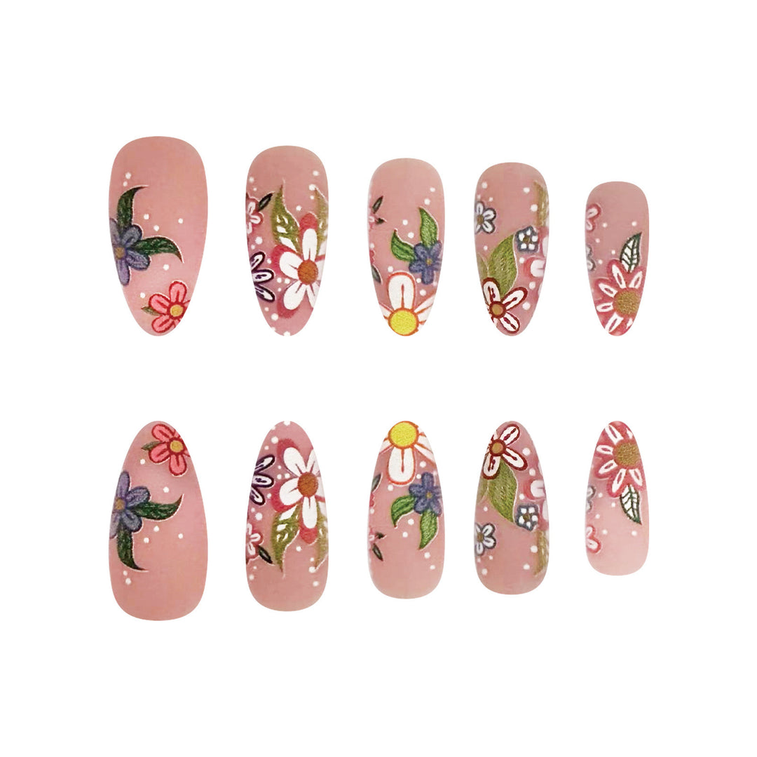 Nail art set with colorful flower designs Bowlift