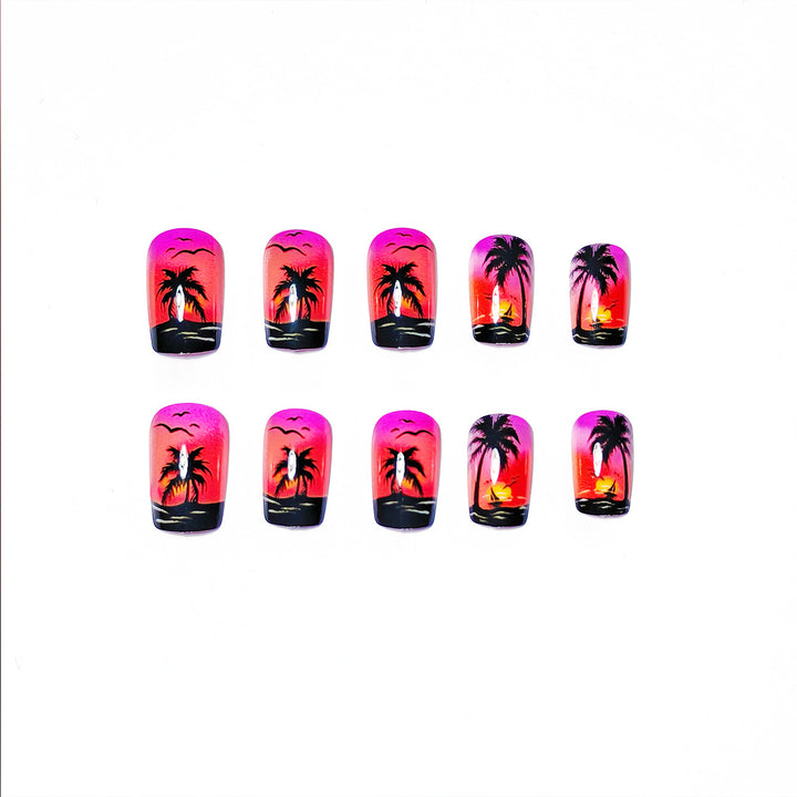 Artistic Sunset Beach Nail Art Bowlift
