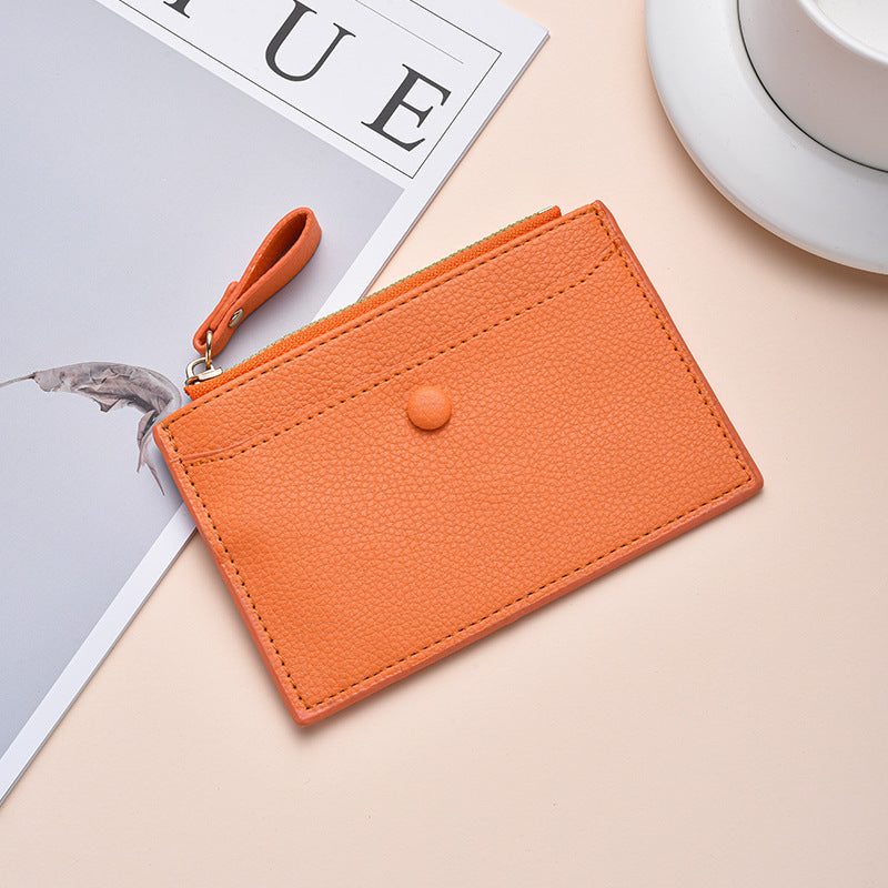 Textured Leather Zippered Card Holder Bowlift