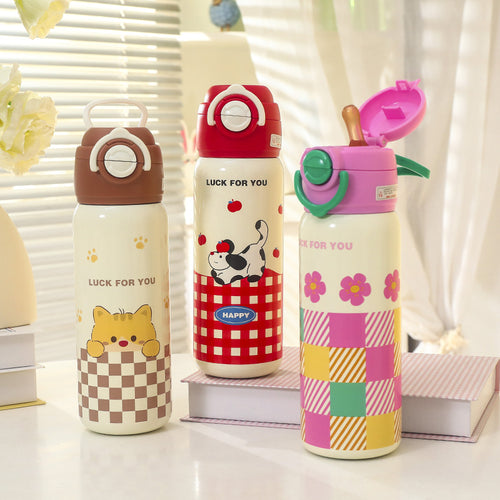 Unisex Insulated Drinking Bottle with Cute Animal Design Bowlift
