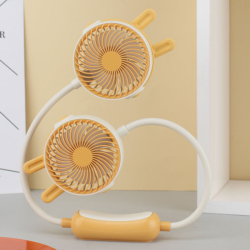 Women's Wearable Neck Fan with Dual Rotating Blades Bowlift