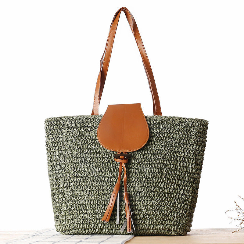 Elegant basket bag with leather accents Bowlift