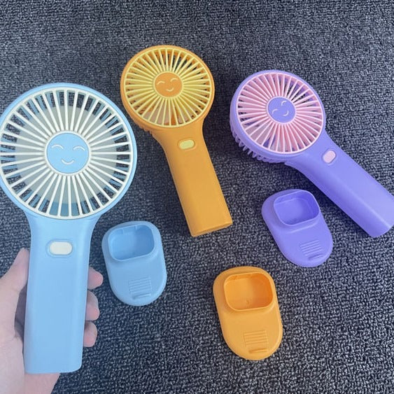 Unisex Portable Hand Fan with Integrated Mobile Phone Holder Bowlift