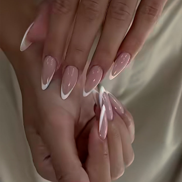 Elegant Stiletto Press-On Nails with French Tip Design Bowlift