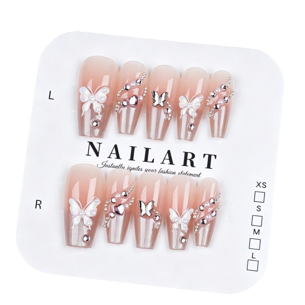 Artificial nails with glamorous decorations and shine Bowlift