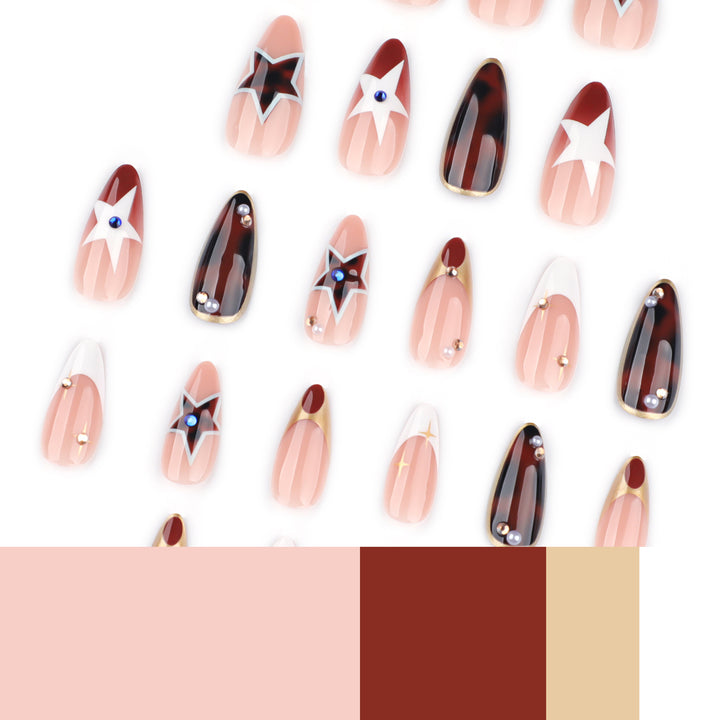 Artful Nail Extensions in Elegant Glamour Design Bowlift