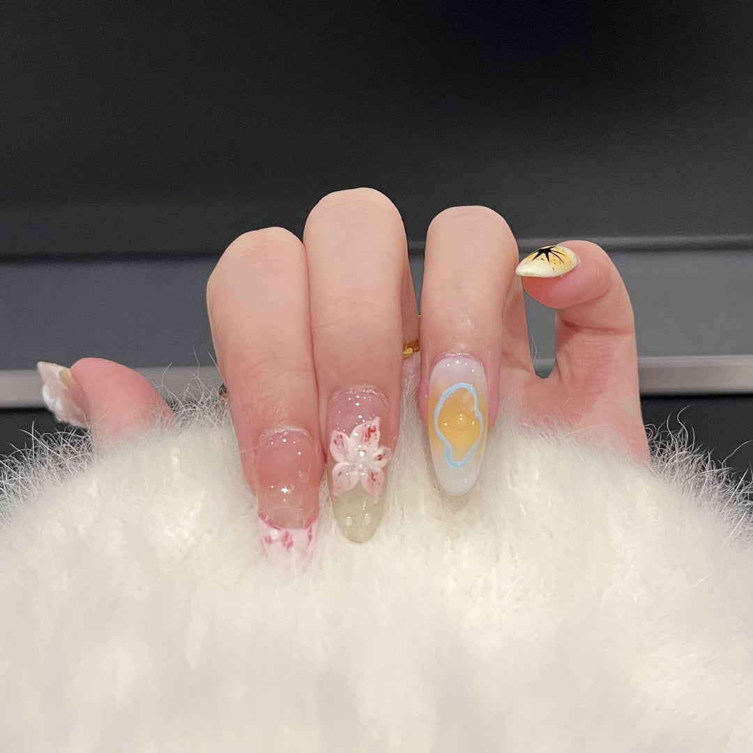 Artistic Floral Press-On Nail Art Set Bowlift